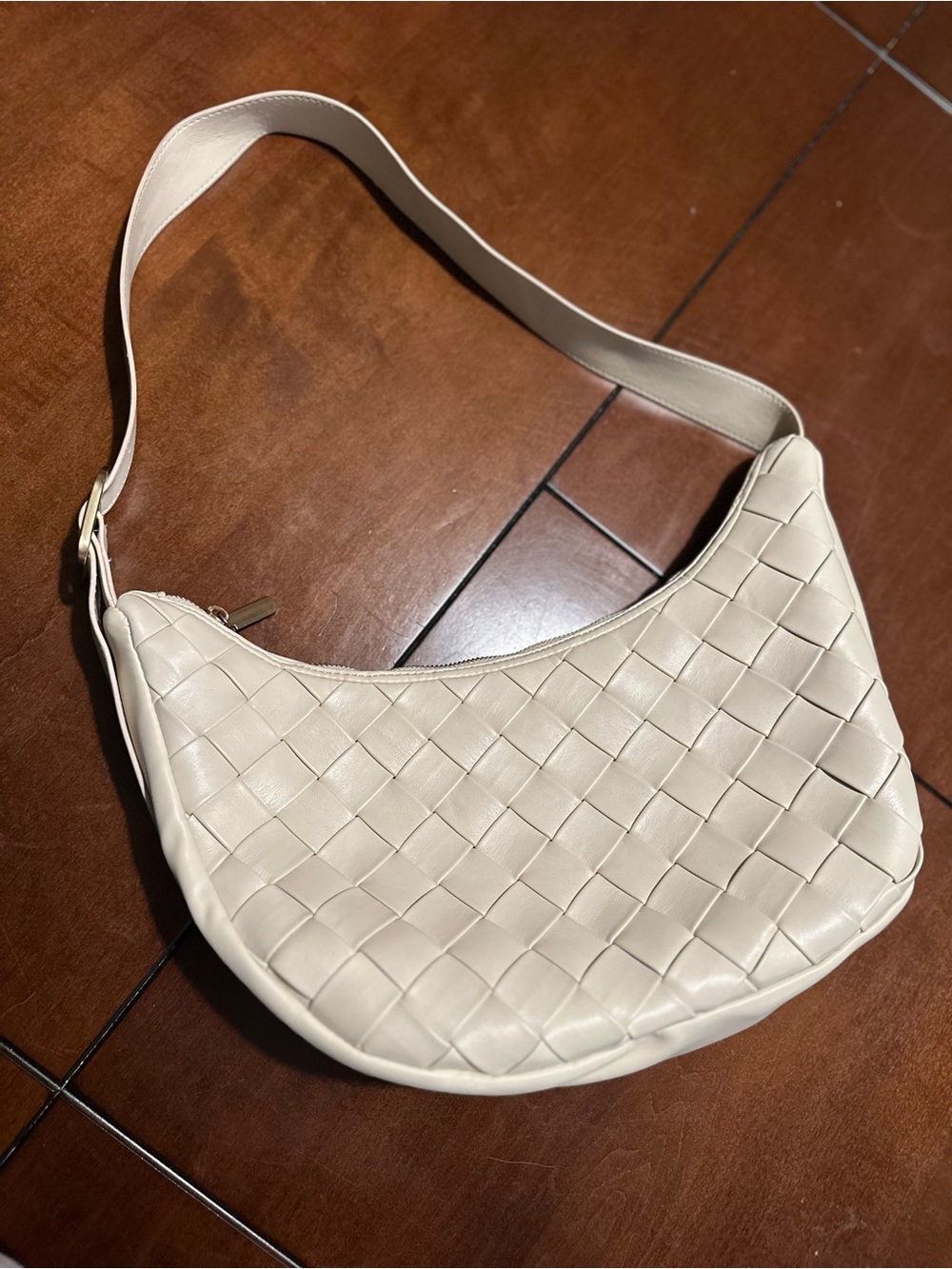 Rachel Zoe Cream Woven Shoulder Bag